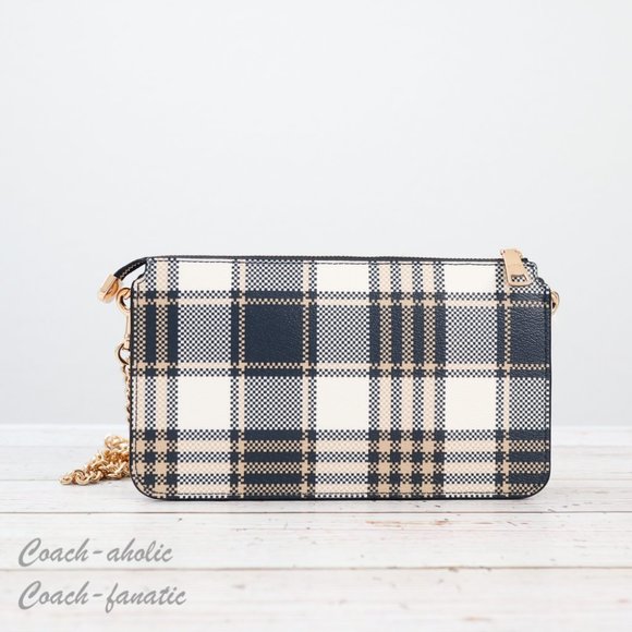 NWT Coach C8682 Poppy Crossbody With Garden Plaid Print in Midnight - Picture 6 of 11